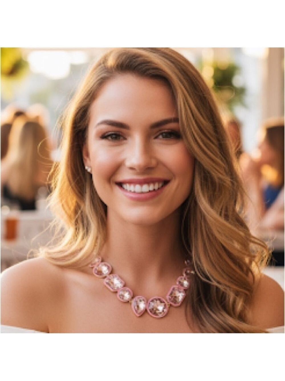 Urban Outfitters PIPER STATEMENT GEM CHOKER NECKLACE IN PINK